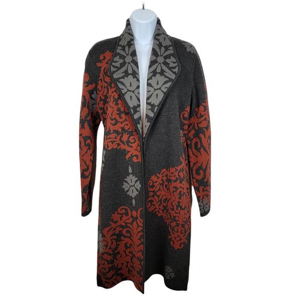 TRIBAL Wool Blend Gray and Rust Sweater Coat - Size Small S - Picture 4 of 7